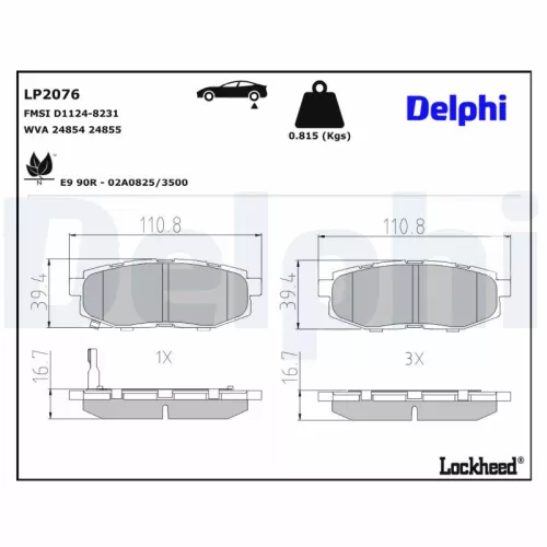 Brake Pad Set, disc brake DELPHI LP2076)
