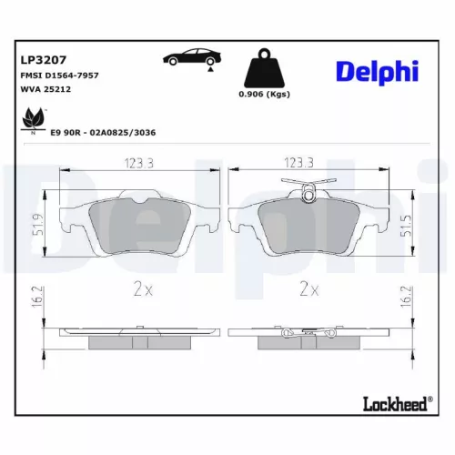 Brake Pad Set, disc brake DELPHI LP3207.D)