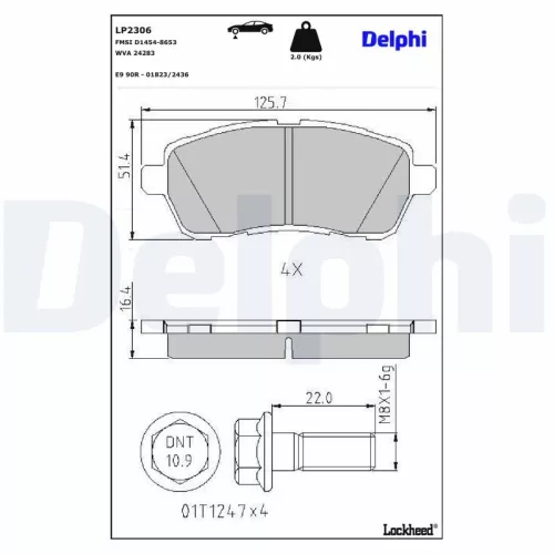 Brake Pad Set, disc brake DELPHI LP2306)