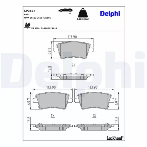 Brake Pad Set, disc brake DELPHI LP3537)