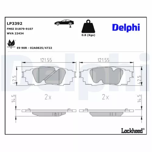 Brake Pad Set, disc brake DELPHI LP3392)