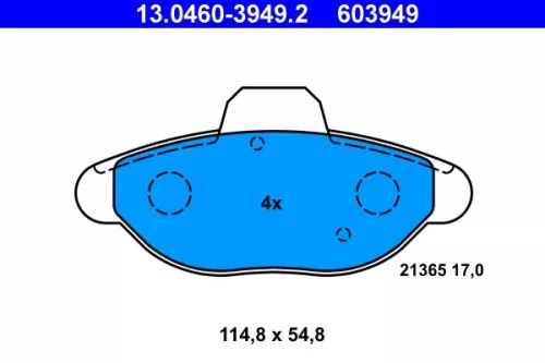 Brake Pad Set, disc brake ATE 13.0460-3949.2)