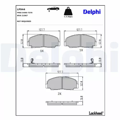 Brake Pad Set, disc brake DELPHI LP944)