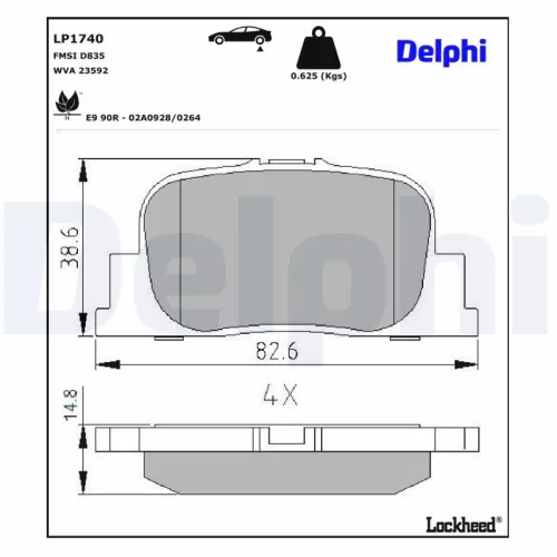 Brake Pad Set, disc brake DELPHI LP1740)