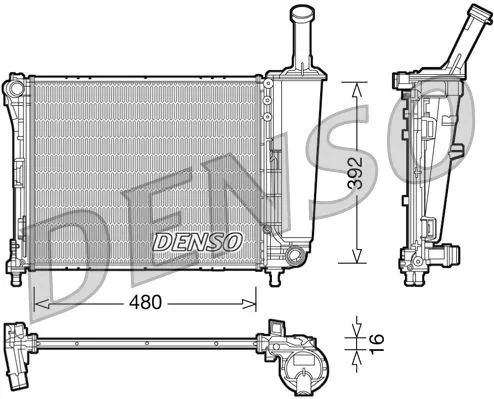 Radiator, engine cooling DENSO DRM09088)