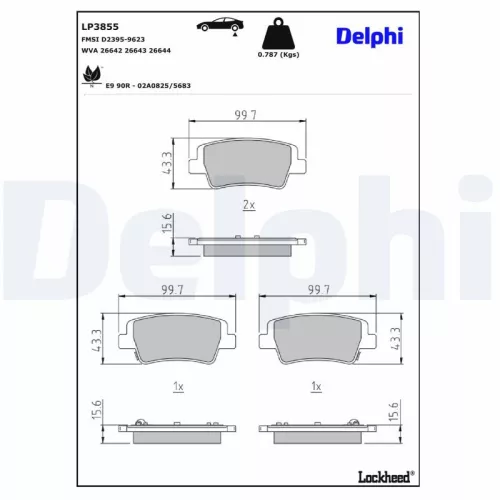 Brake Pad Set, disc brake DELPHI LP3855)