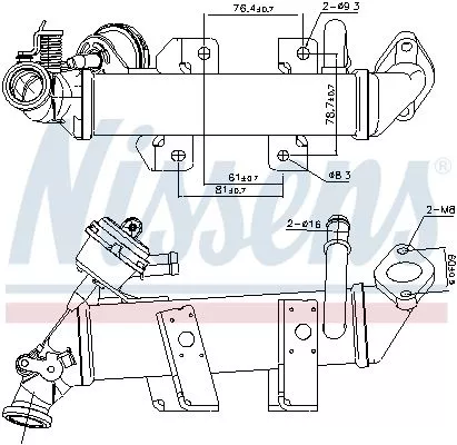 Cooler, exhaust gas recirculation NISSENS 989287)