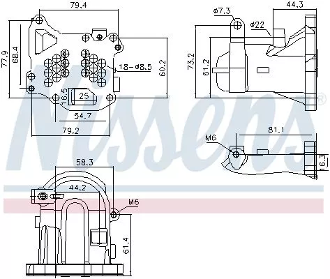 Cooler, exhaust gas recirculation NISSENS 989313)