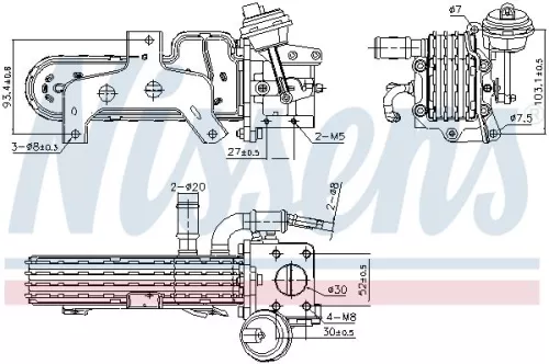 Cooler, exhaust gas recirculation NISSENS 989420)