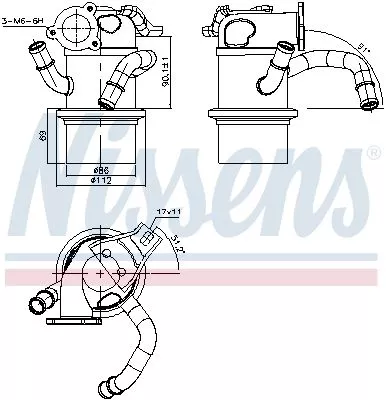 Cooler, exhaust gas recirculation NISSENS 989315)