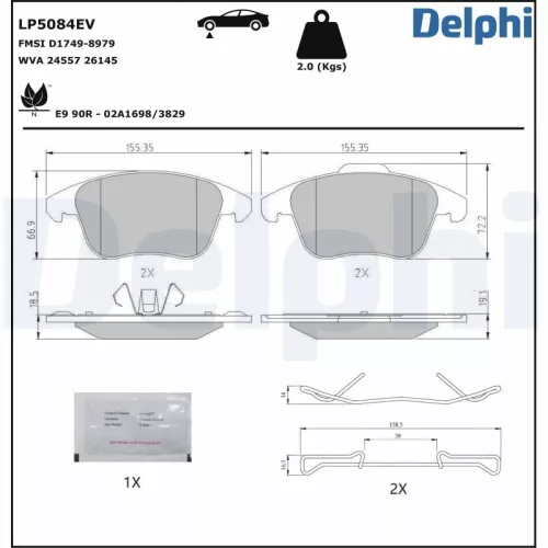 Brake Pad Set, disc brake DELPHI LP5084EV)