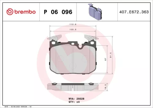 Brake Pad Set, disc brake BREMBO P 06 096)