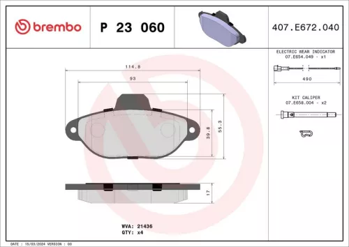 Brake Pad Set, disc brake BREMBO P 23 060)