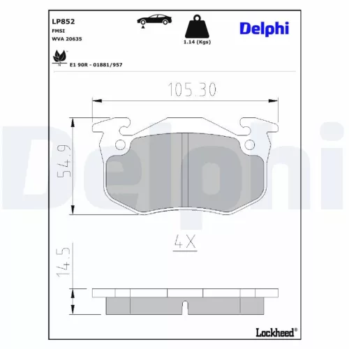Brake Pad Set, disc brake DELPHI LP852)