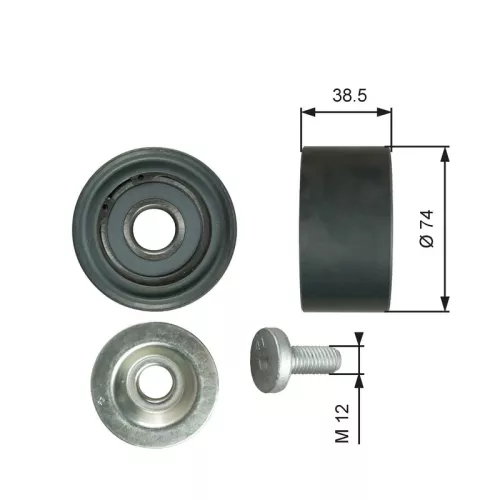 Deflection/Guide Pulley, V-ribbed belt GATES T36285)