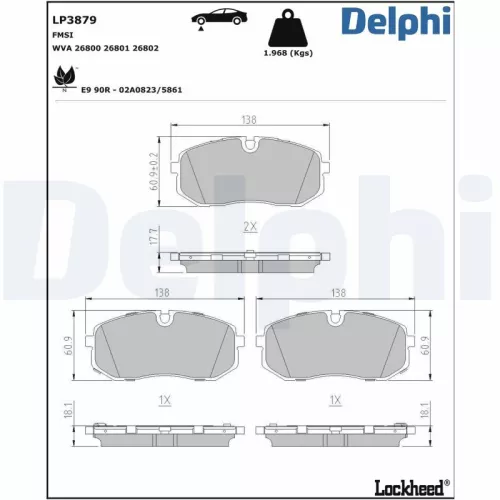 Brake Pad Set, disc brake DELPHI LP3879)