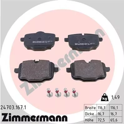 Brake Pad Set, disc brake ZIMMERMANN 24703.167.1)
