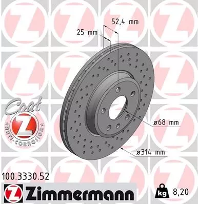 Brake Disc ZIMMERMANN 100.3330.52)