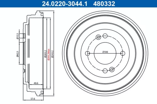Brake Drum ATE 24.0220-3044.1)