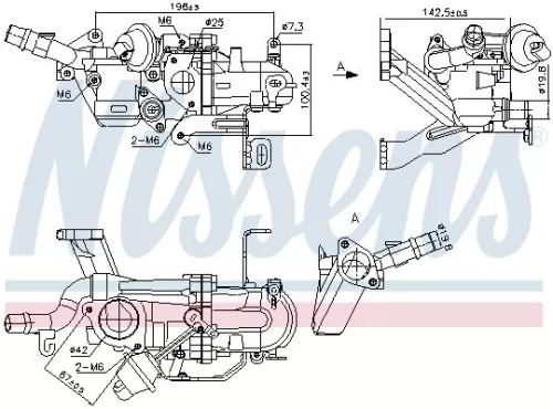 Cooler, exhaust gas recirculation NISSENS 989273)