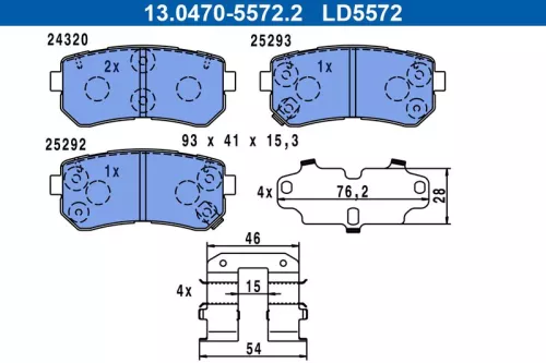 Brake Pad Set, disc brake ATE 13.0470-5572.2)