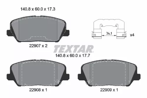 Brake Pad Set, disc brake TEXTAR 2290701)