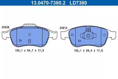 Brake Pad Set, disc brake ATE 13.0470-7380.2)